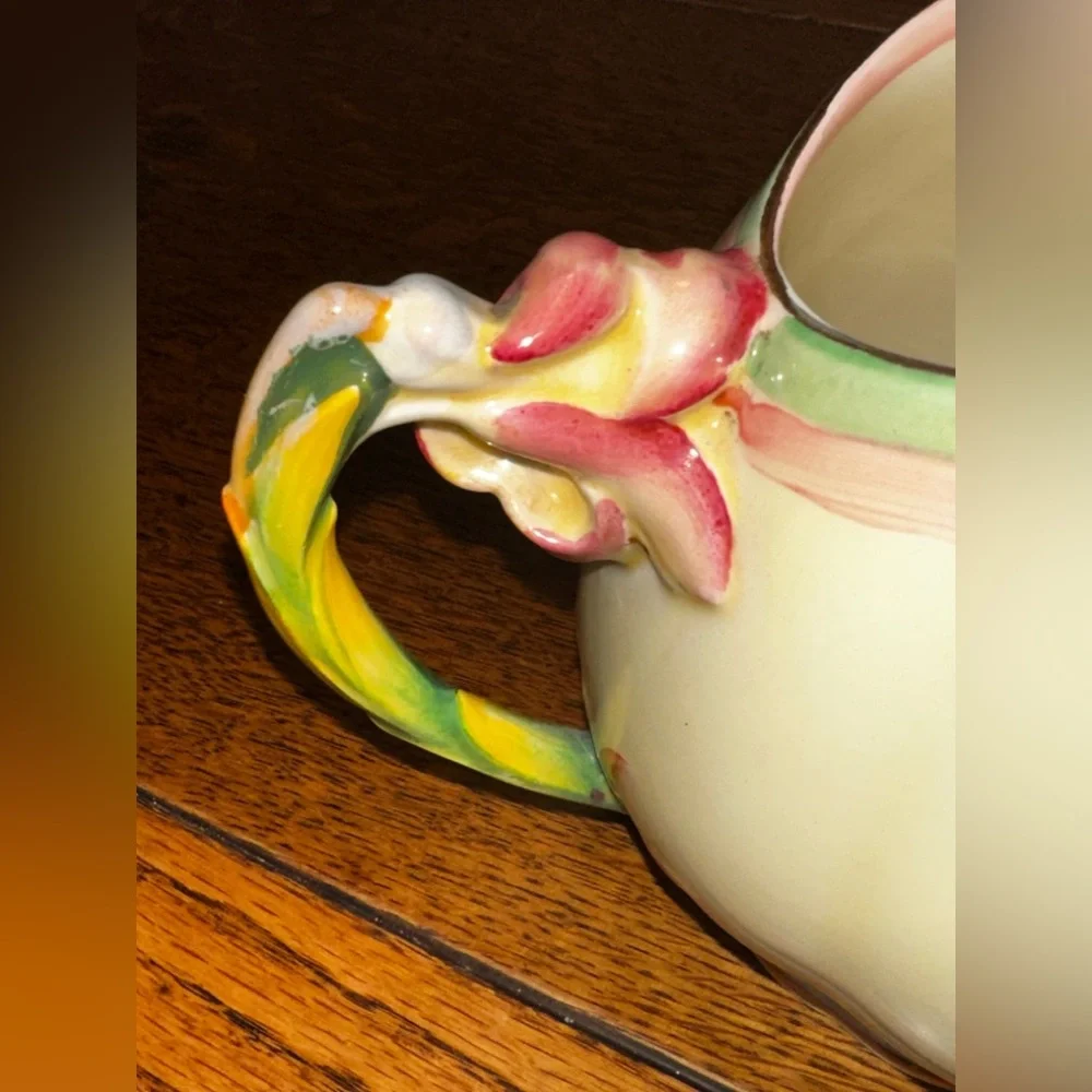 Antique Cream Milk Pitcher Royal Winton England Tiger Lily Molded Fine China